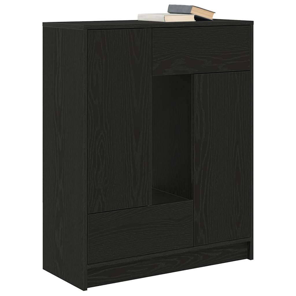 Sideboard with Drawers and Doors Black Oak 73x31x90 cm